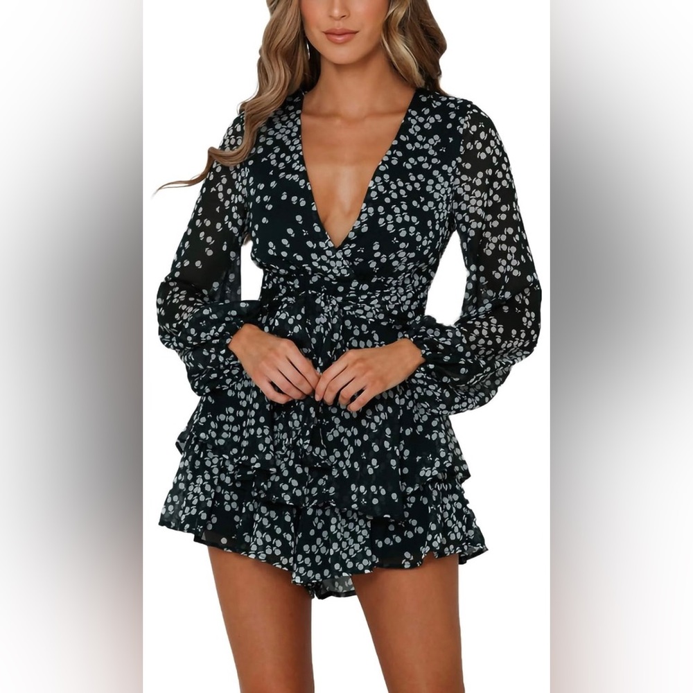 Black & white layered romper
